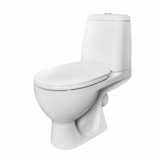 Унитаз компакт SANITA LUXE Max Comfort с сиденьем микролифт дюропласт, косой выход, белый
