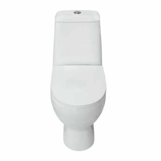 Унитаз компакт SANITA LUXE Max Comfort с сиденьем микролифт дюропласт, косой выход, белый