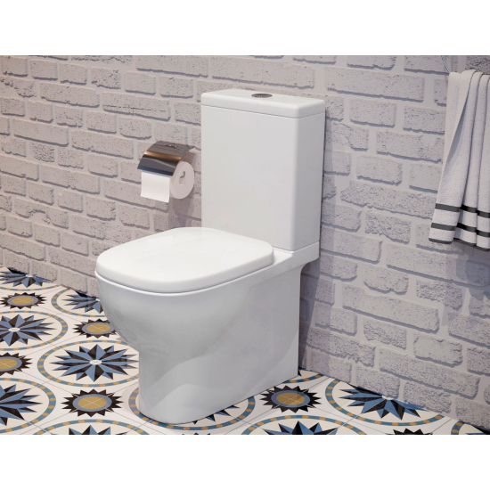 Унитаз компакт SANITA LUXE Quadro с Биде с сиденьем микролифт дюропласт, универсальный выход, белый