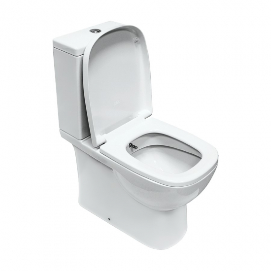 Унитаз компакт SANITA LUXE Quadro с Биде с сиденьем микролифт дюропласт, универсальный выход, белый