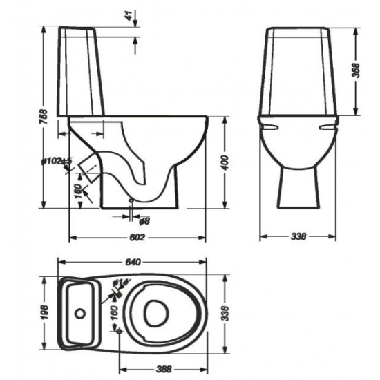 Унитаз компакт SANITA Марс безободковый, с сиденьем микролифт дюропласт, косой выход, белый