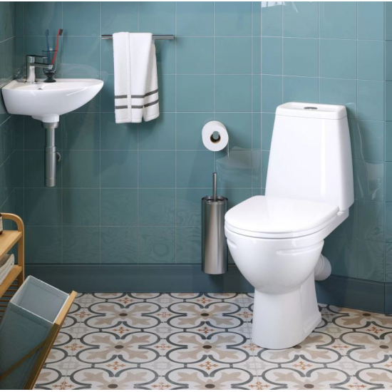 Унитаз компакт SANITA Марс безободковый, с сиденьем микролифт дюропласт, косой выход, белый