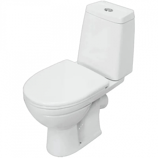 Унитаз компакт SANITA Марс безободковый, с сиденьем микролифт дюропласт, косой выход, белый