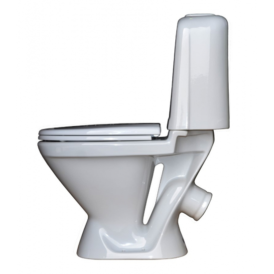 Унитаз компакт SANITA Самарский Комфорт с сиденьем микролифт термопласт, косой выход, белый