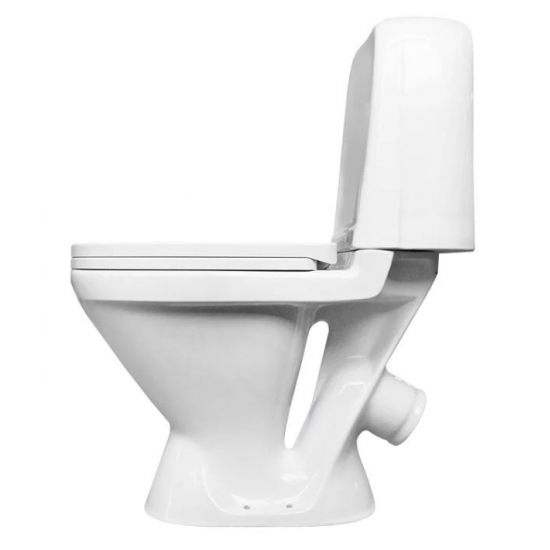 Унитаз компакт SANITA Самарский Стандарт с сиденьем полипропилен, косой выход, белый