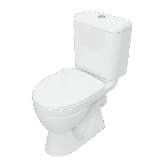 Унитаз компакт SANITA Стандарт Комфорт с сиденьем микролифт дюропласт, косой выход, белый