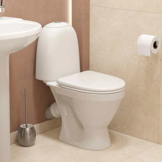 Унитаз компакт SANITA Виктория Стандарт с сиденьем полипропилен, косой выход белый