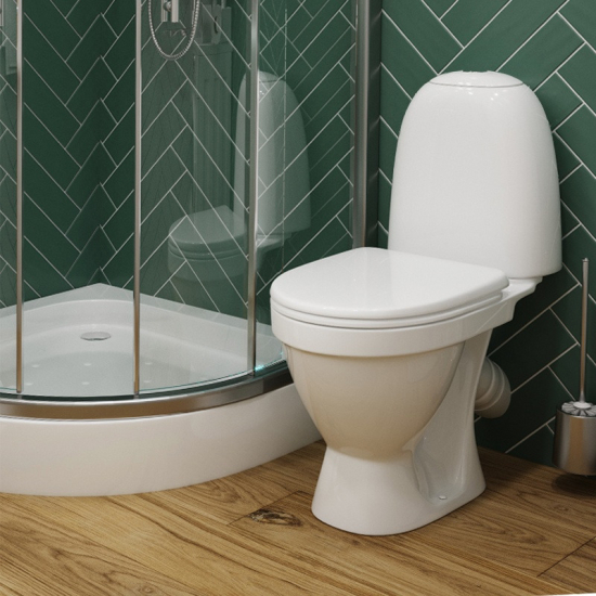 Унитаз компакт SANITA Виктория Стандарт с сиденьем полипропилен, косой выход белый