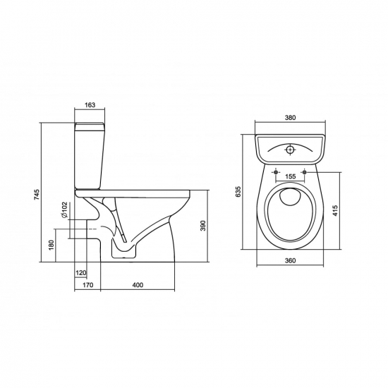 Унитаз компакт SANTEK Анимо 1WH302135 горизонтальный выпуск, с сиденьем микролифт дюропласт