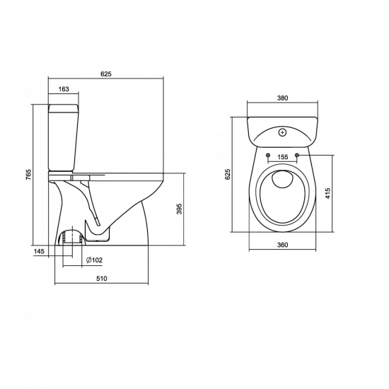 Унитаз компакт SANTEK Анимо 1WH302136 вертикальный выпуск, с сиденьем микролифт дюропласт