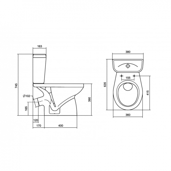 Унитаз компакт SANTEK Анимо 1WH302137 косой выпуск, с сиденьем микролифт дюропласт