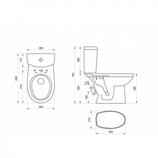 Унитаз компакт SANTEK Бореаль 1WH302143 c 2-ух режимной арматурой, с сиденьем дюропласт, антивсплеск
