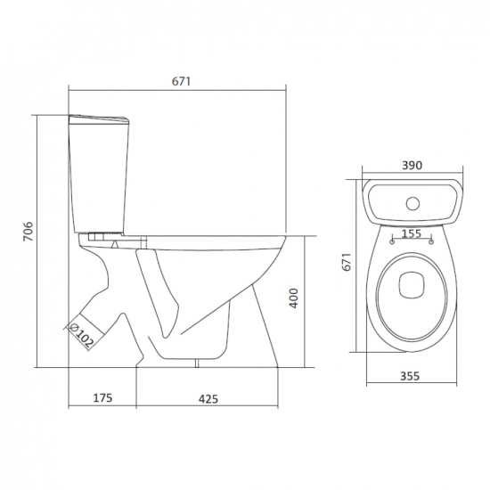 Унитаз компакт SANTEK Бриз 1WH202569 c 1 режимной арматурой, с сиденьем полпропилен