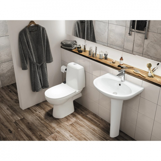 Унитаз компакт SANTEK Цезарь 1WH302415 c 2-ух режимной арматурой, сиденье микролифт дюропласт тонкое