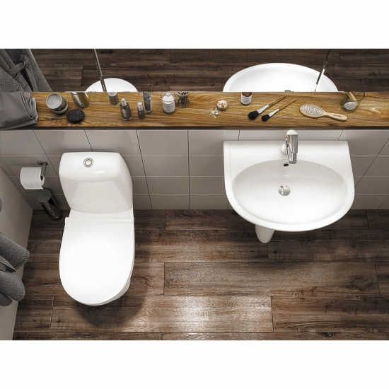 Унитаз компакт SANTEK Цезарь 1WH302415 c 2-ух режимной арматурой, сиденье микролифт дюропласт тонкое