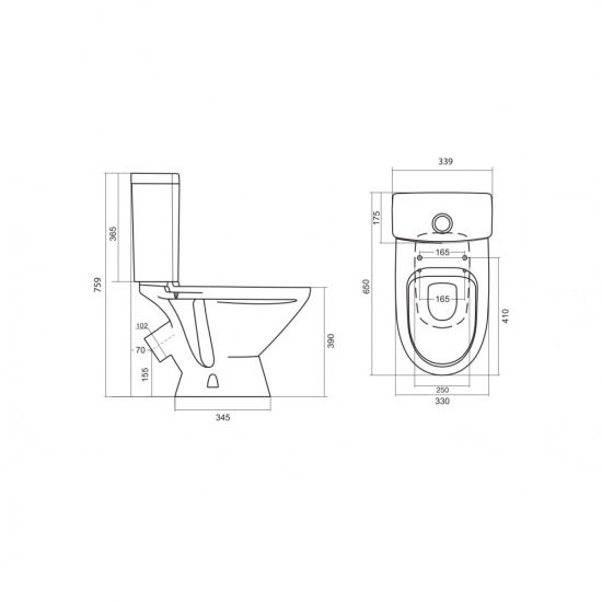 Унитаз компакт SANTEK Лига 1WH302141 c 2-ух режимной арматурой, с сиденьем дюропласт