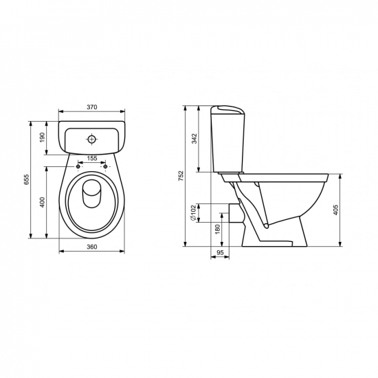 Унитаз компакт SANTEK Паллада 1WH302376 c 2-ух режимной арматурой, с сиденьем дюропласт
