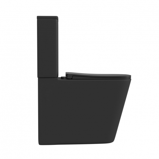 Унитаз компакт SOLE Cube 2 Black с сиденьем микролифт, безоботковый, чёрный
