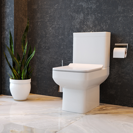 Унитаз компакт SOLE Deep с сиденьем микролифт, безоботковый, белый