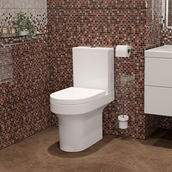 Унитаз компакт SOLE Fitt с сиденьем микролифт, безоботковый, белый