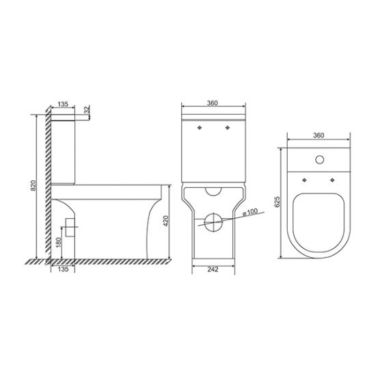 Унитаз компакт SOLE Fitt с сиденьем микролифт, безоботковый, белый