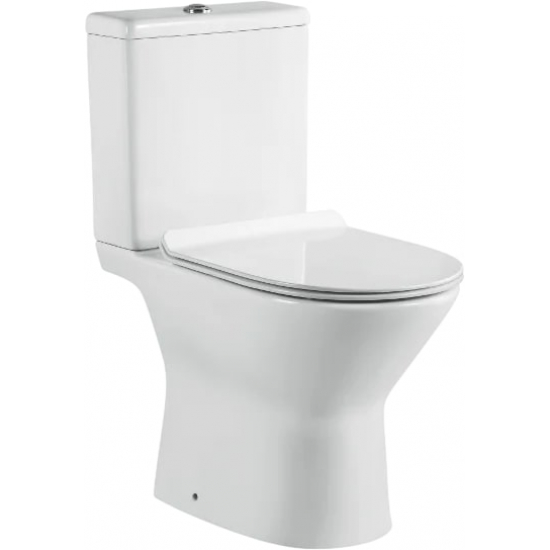 Унитаз компакт SOLE Omega с сиденьем микролифт, безободковый, белый
