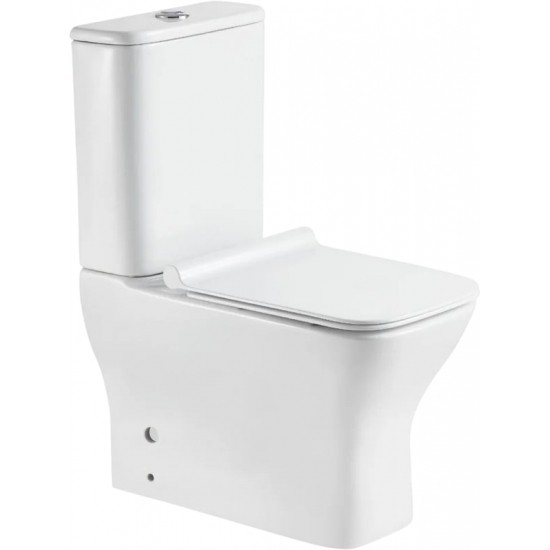 Унитаз компакт SOLE Puls с сиденьем микролифт, безоботковый, белый