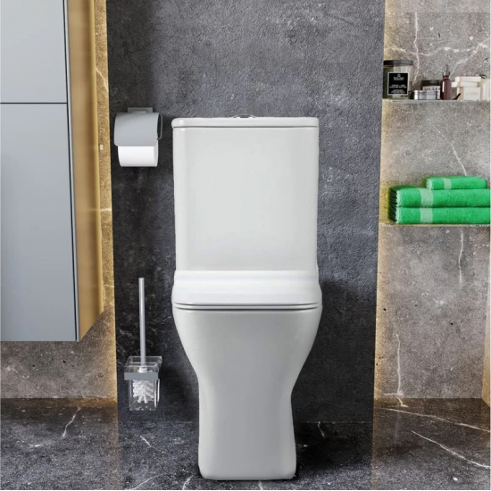 Унитаз компакт SOLE Puls с сиденьем микролифт, безоботковый, белый