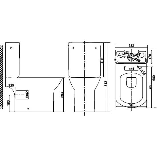 Унитаз компакт SOLE Quadro с сиденьем микролифт, безоботковый, белый