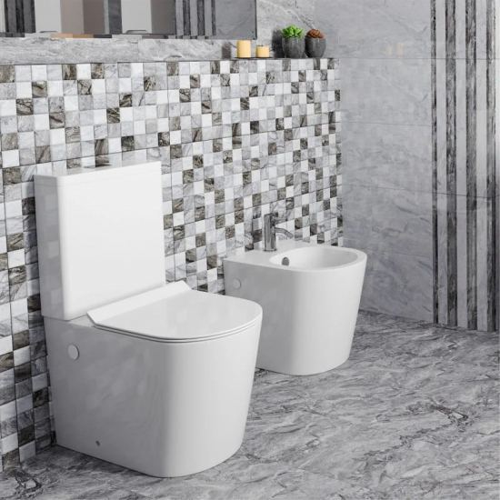 Унитаз компакт SOLE Torr 2 с сиденьем микролифт, безоботковый, белый