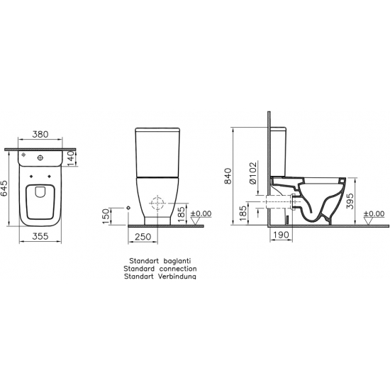 Унитаз компакт VITRA Shift 9843B003-7200 с сиденьем микролифт
