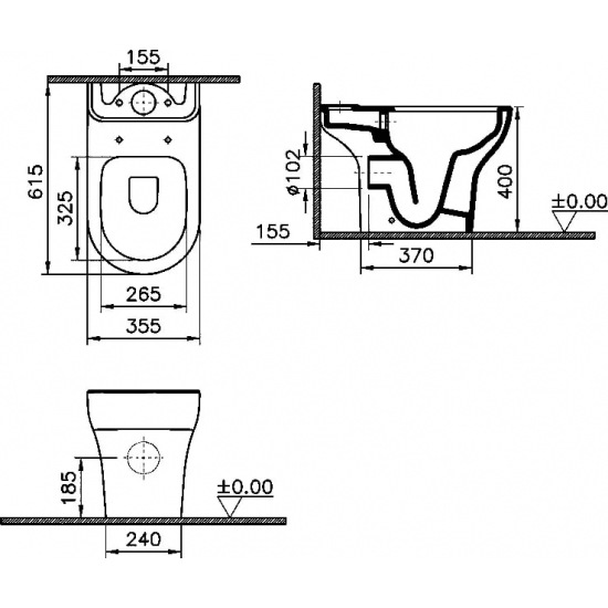 Унитаз компакт VITRA Zentrum Nifa 9824B003-7217 безободковый, с сиденьем с микролифт