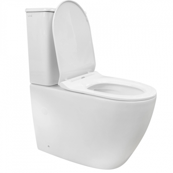 Унитаз компакт WAVE Aleo Tornado 1.0 с сиденьем микролифт, безободковый, белый глянец