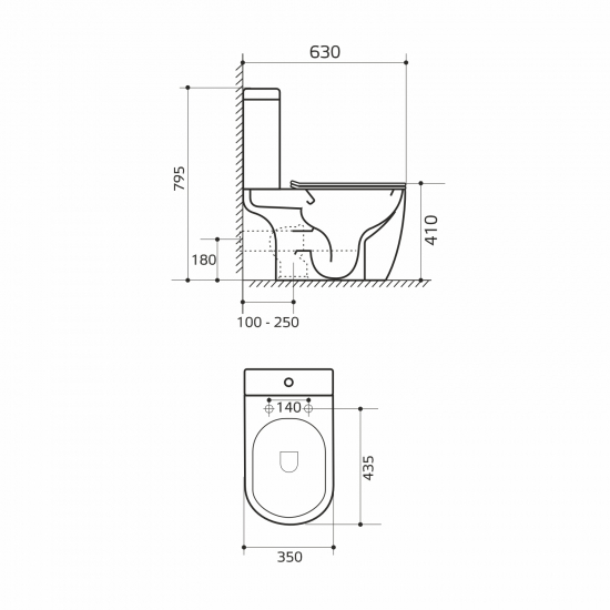 Унитаз компакт WAVE Aleo Tornado 1.0 с сиденьем микролифт, безободковый, белый глянец