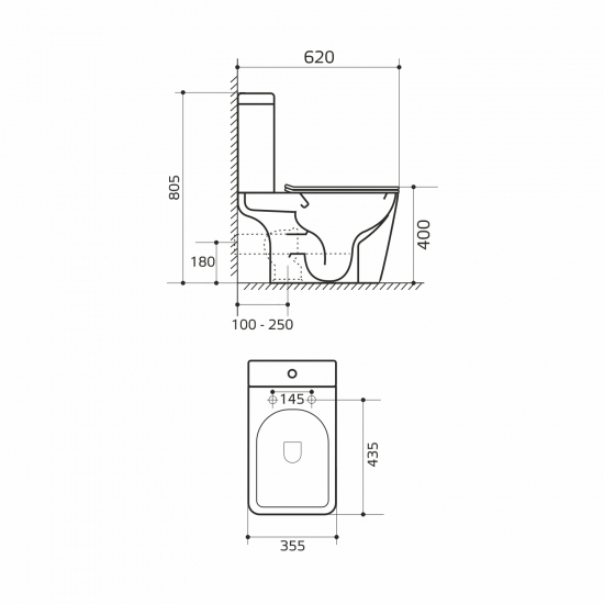 Унитаз компакт WAVE Apeks Tornado 1.0 с сиденьем микролифт, безободковый, белый глянец