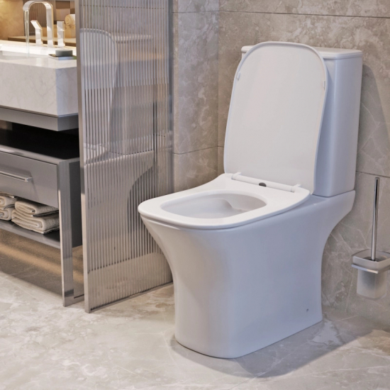 Унитаз компакт WAVE City с сиденьем микролифт, безободковый, белый глянец