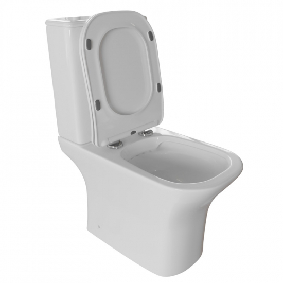 Унитаз компакт WAVE City с сиденьем микролифт, безободковый, белый глянец