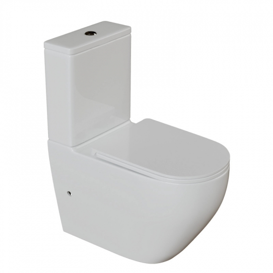 Унитаз компакт WAVE Neo Tornado 1.0 с сиденьем микролифт, безободковый, белый глянец