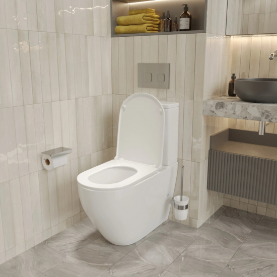 Унитаз компакт WAVE Neo Tornado 1.0 с сиденьем микролифт, безободковый, белый глянец