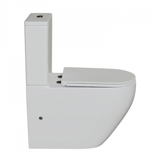 Унитаз компакт WAVE Neo Tornado 1.0 с сиденьем микролифт, безободковый, белый глянец