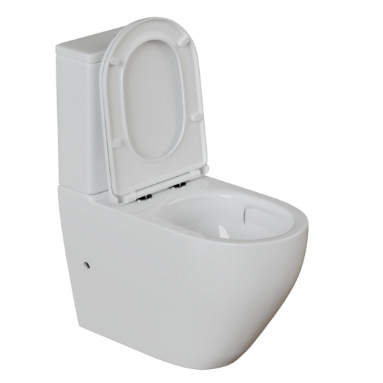 Унитаз компакт WAVE Neo Tornado 1.0 с сиденьем микролифт, безободковый, белый глянец