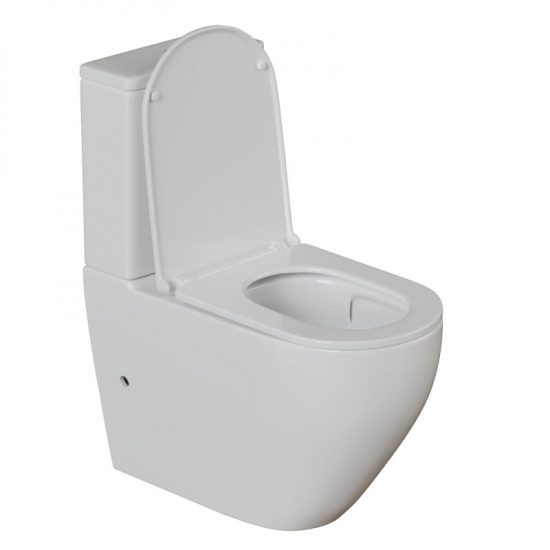 Унитаз компакт WAVE Neo Tornado 1.0 с сиденьем микролифт, безободковый, белый глянец