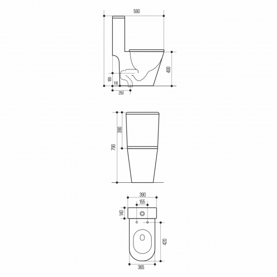 Унитаз компакт WAVE Nord Tornado 3.0 с сиденьем микролифт, безободковый, белый глянец