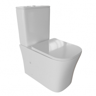 Унитаз компакт WAVE Promo с сиденьем микролифт, безободковый, белый глянец