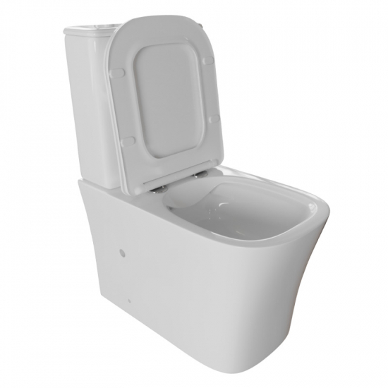 Унитаз компакт WAVE Promo с сиденьем микролифт, безободковый, белый глянец