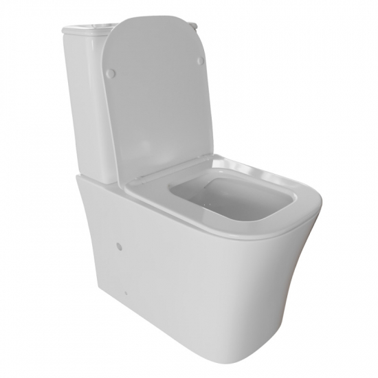 Унитаз компакт WAVE Promo с сиденьем микролифт, безободковый, белый глянец