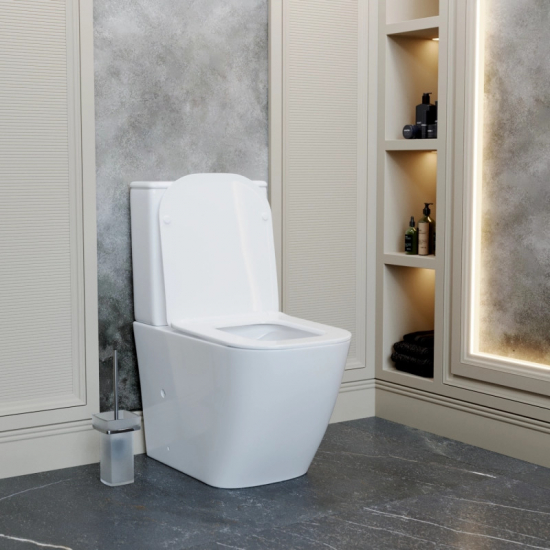 Унитаз компакт WAVE Quadro с сиденьем микролифт, безободковый, белый глянец