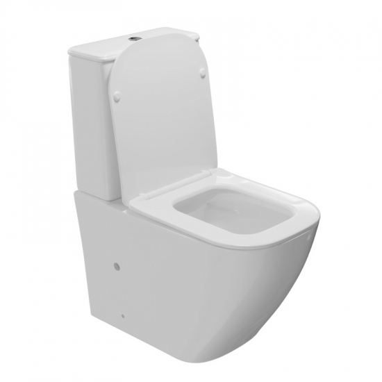 Унитаз компакт WAVE Quadro с сиденьем микролифт, безободковый, белый глянец