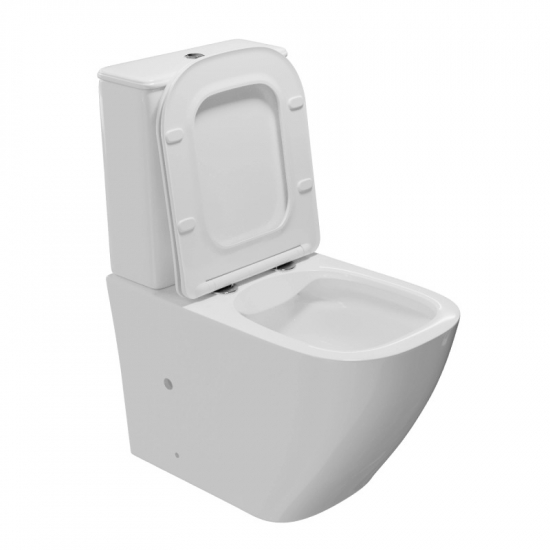 Унитаз компакт WAVE Quadro с сиденьем микролифт, безободковый, белый глянец
