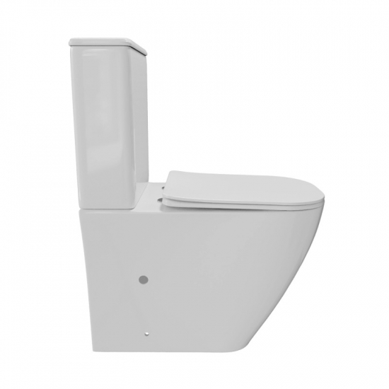 Унитаз компакт WAVE Quadro с сиденьем микролифт, безободковый, белый глянец